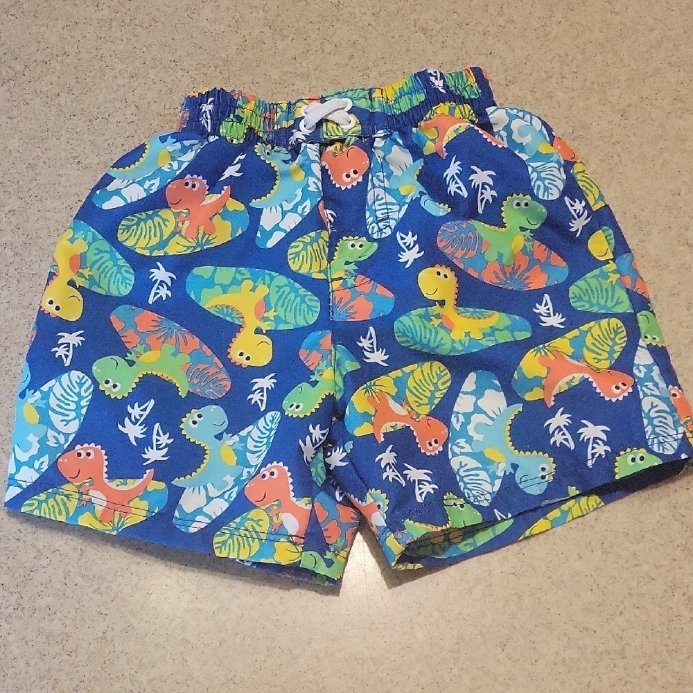 OP Blue and Green Dinosaur Pattern Swim Shorts Size 18 Months